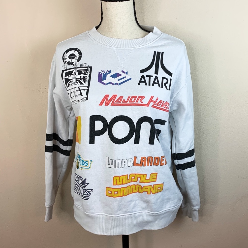 Atari Logo Spellout Graphic Games Sweatshirt